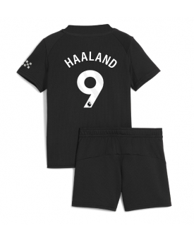 Billige Fotballdrakt Manchester City Erling Haaland #9 Replika Bortedraktsett Barn 2025-26 Kortermet (med bukser)